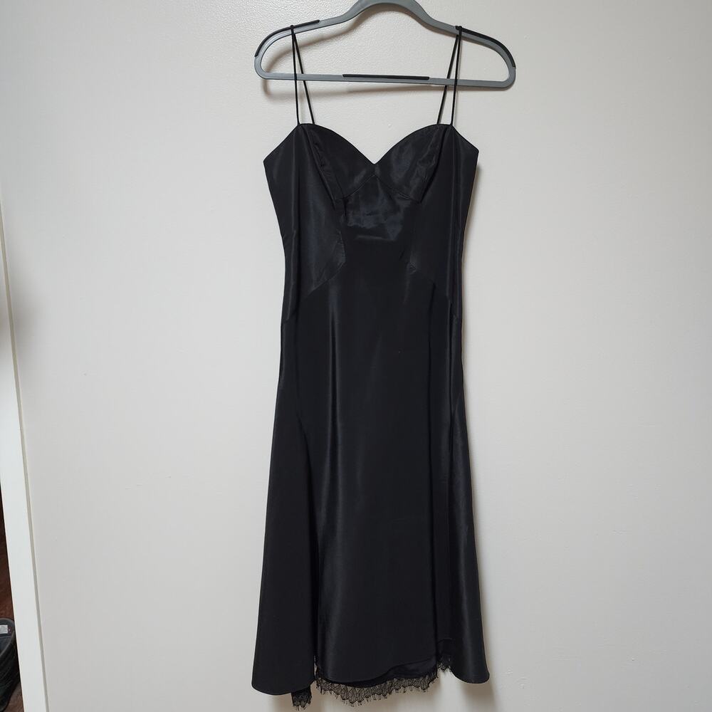 Nicole Miller Black Dress Spaghetti Strap  with Lace Ruffle Slip Size 8